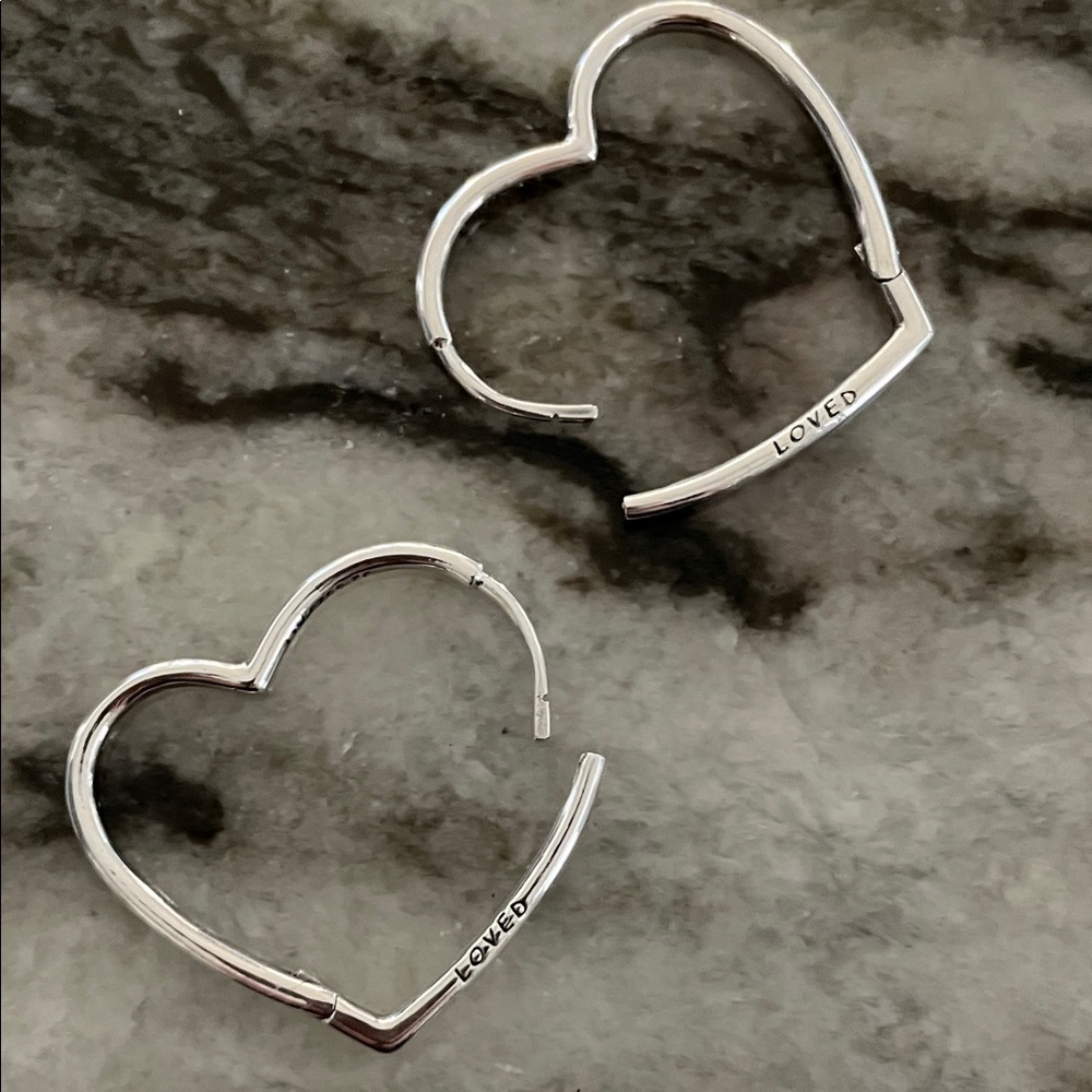 PandoraLoved Heart Hoop Earrings - Silver Tone Women Jewelry by